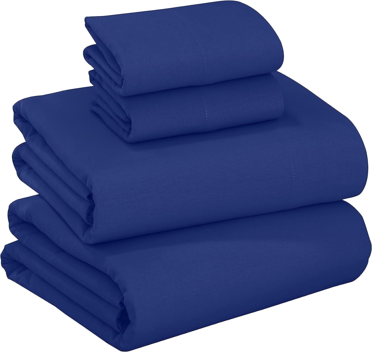 RUVANTI Flannel Sheets Queen Size - 100% Cotton Double Brushed Queen Sheets Set, Deep Pockets 16 Inches, All Seasons Breathable & Extra Soft Bed Sheets, Warm & Cozy, 3 Piece, Royal Blue
