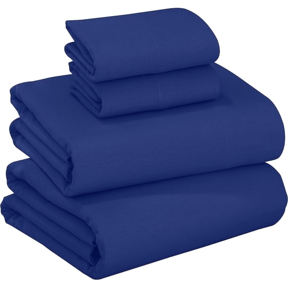 RUVANTI Flannel Sheets Queen Size - 100% Cotton Double Brushed Queen Sheets Set, Deep Pockets 16 Inches, All Seasons Breathable & Extra Soft Bed Sheets, Warm & Cozy, 3 Piece, Royal Blue