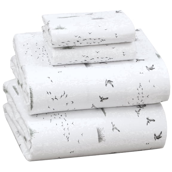 RUVANTI Flannel Sheets Queen Size - 100% Cotton Double Brushed Bed Sheets, Deep Pockets 16 Inches Queen Sheet Set, All Seasons Breathable & Extra Soft - Warm & Cozy, 4 Piece, Sky Ballet