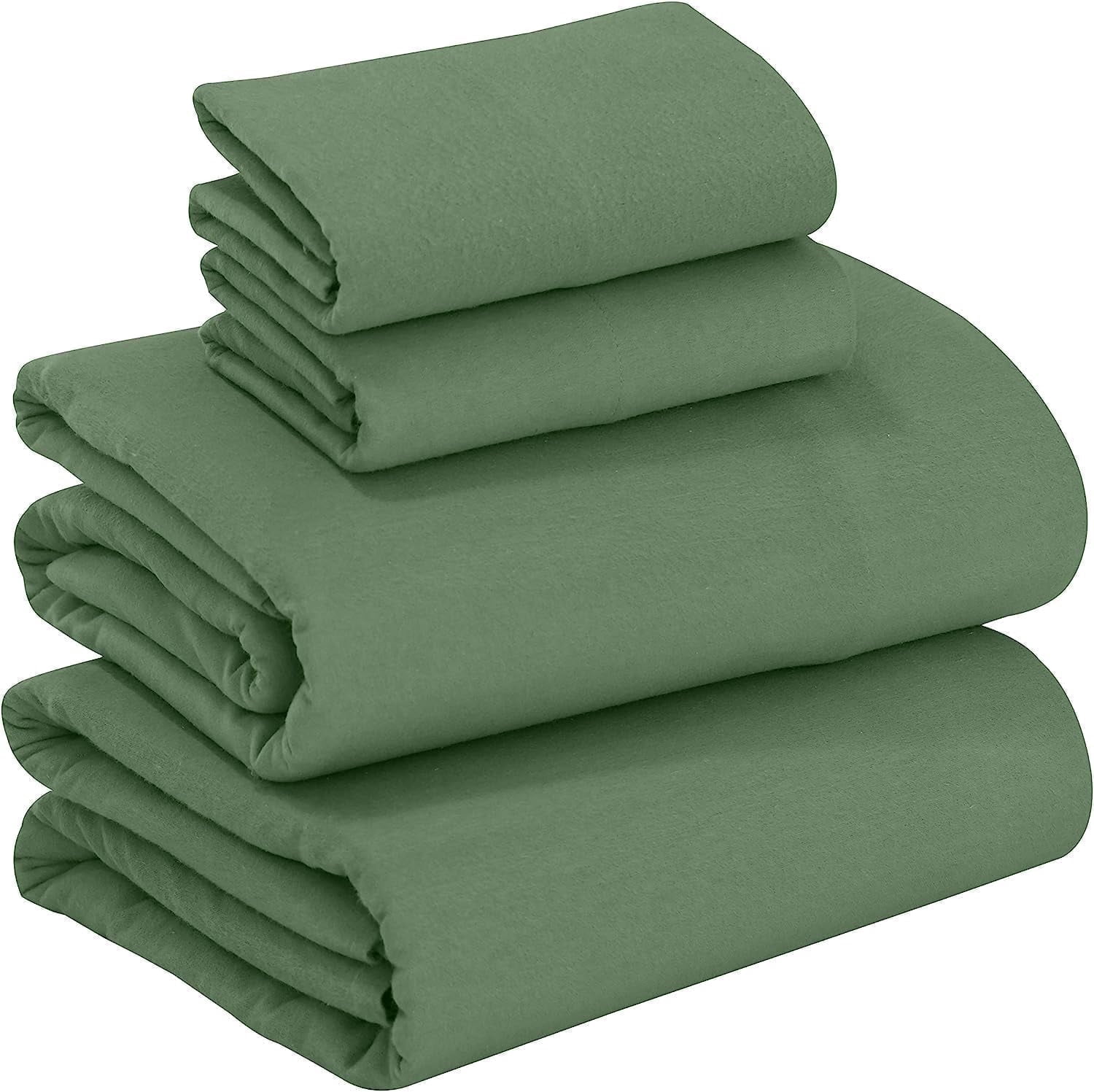 RUVANTI Flannel Sheets Queen Size - 100% Cotton Double Brushed Bed Sheets, Deep Pockets 16 Inches Queen Sheet Set, All Seasons Breathable & Extra Soft - Warm & Cozy, 4 Piece, Loden Frost - Walmart.com