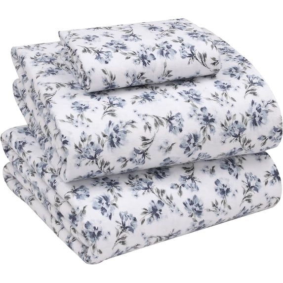 RUVANTI Flannel Sheets Twin XL Size - 100% Cotton Double Brushed Twin XL Sheets Set, Deep Pockets 16 Inches, All Seasons Breathable & Extra Soft Bed Sheets, Warm & Cozy, 3 Piece, Perri Me