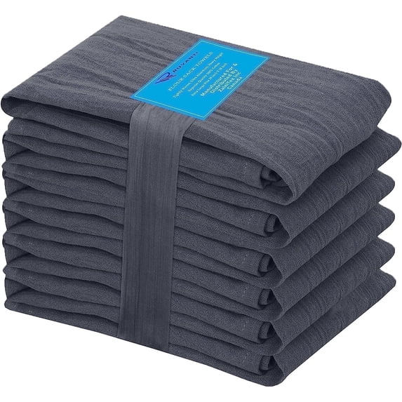 Ruvanti Flour Sack Towels 6 Pack 28"x28", Ring Spun 100% Cotton Flour Sack Dish Towels, Machine Washable, Absorbent Tea Towels - Flour Sack Kitchen Towels for Drying & Cleaning - Grey