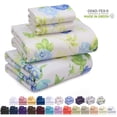 thumbnail image 1 of Ruvanti Full Size Sheets Set - Luxurious Silky Soft Microfiber Bedding - Cozy & Comfy - 15 inch Deep Pocket (Fits up to 17") Hotel Bed Sheets - 4 Pcs - Green Floral, 1 of 8