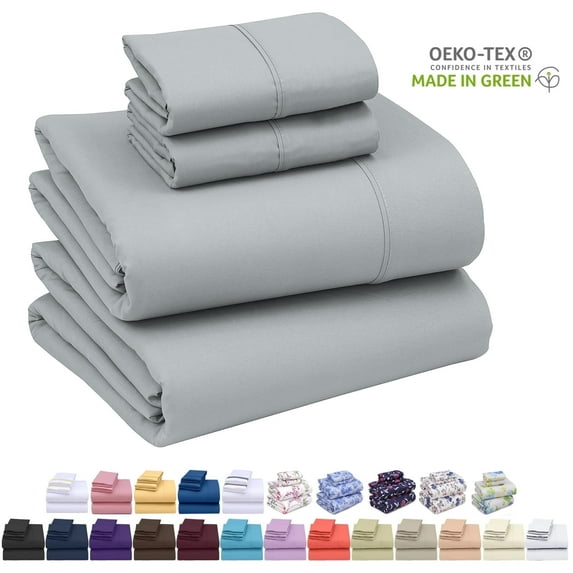 Ruvanti Full Size Sheets Set - Luxurious Silky Soft Microfiber Bedding - Cozy & Comfy - 15 inch Deep Pocket (Fits up to 17") Hotel Bed Sheets - 4 Pcs - Light Grey