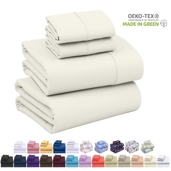 Ruvanti King Size Sheets Set - Luxurious Silky Soft Microfiber Bedding - Cozy & Comfy - 15 Inch Deep Pocket (Fits up to 17") Hotel Bed Sheets - 4 Pcs - Ivory