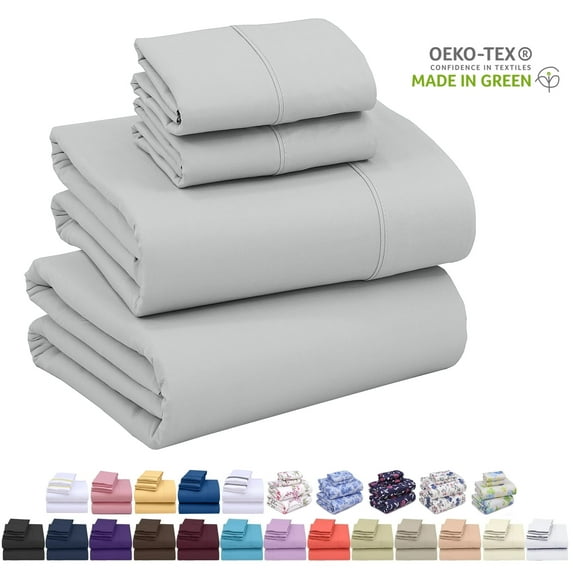 Ruvanti King Size Sheets Set - Luxurious Silky Soft Microfiber Bedding - Cozy & Comfy - 15 Inch Deep Pocket (Fits up to 17") Hotel Bed Sheets - 4 Pcs - Silver