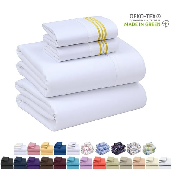 Ruvanti King Size Sheets Set - Luxurious Silky Soft Microfiber Bedding - Cozy & Comfy - 15 Inch Deep Pocket (Fits up to 17") Hotel Bed Sheets - 4 Pcs - White