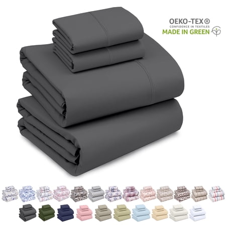 Ruvanti King Size Sheets Set - Luxurious Silky Soft Microfiber Bedding - Cozy & Comfy - 15 inch Deep Pocket (Fits up to 17") Hotel Bed Sheets - 4 Pcs - Dark Grey