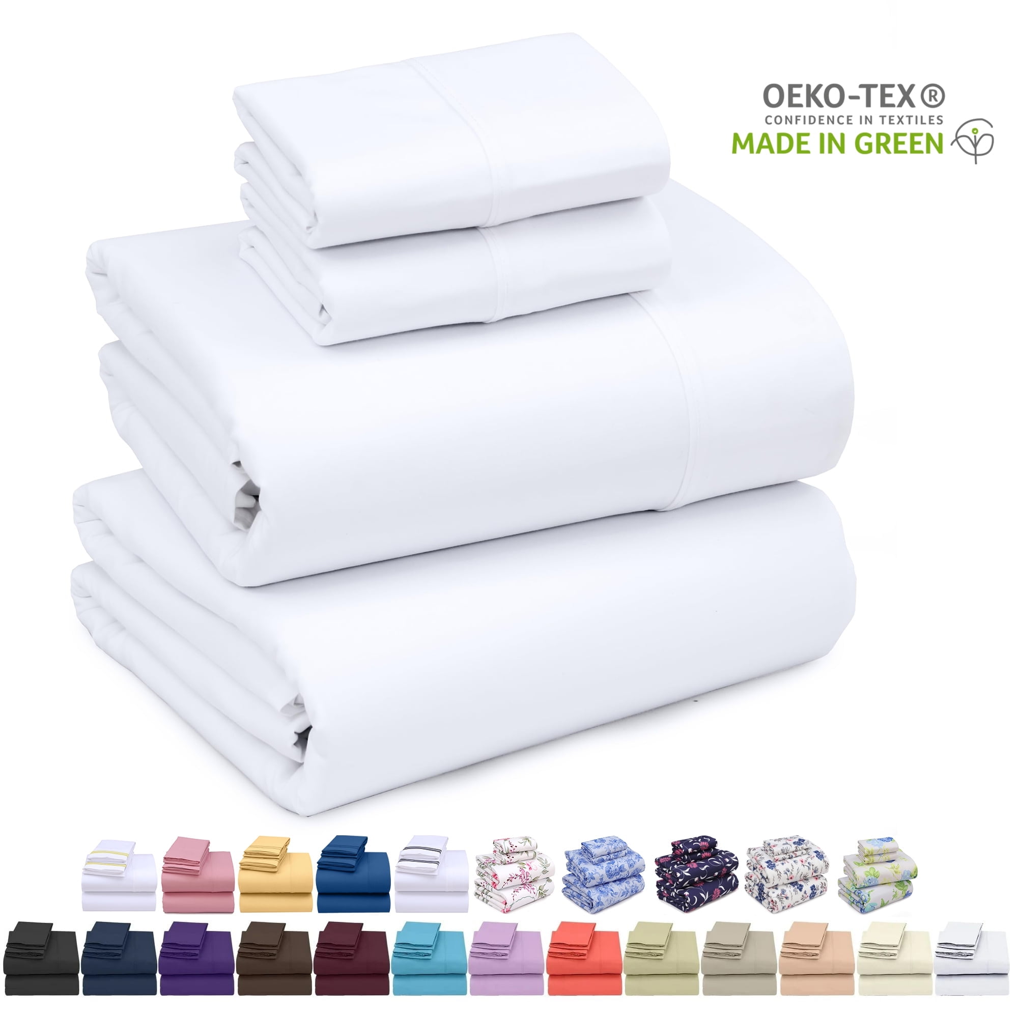 King Size White Brushed Microfiber Deep Pocket Sheet Set