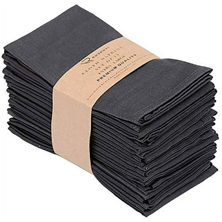 Hausattire Cloth Napkins Set of 12 (18x18 inches) Mustard - Cotton Reusable Dinner Napkins - Durable and Perfect for Everyday Use, Yellow