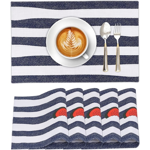 Ruvanti Placemats 100% Cotton 13x19 inch, Dining Table Placemats Set of 6, Modern Place Mats for Dining Table Décor, Kitchen & Table Linens, Coffee Mat for Christmas Dinners – Watermelon