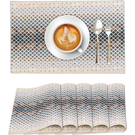 Ruvanti Placemats 100% Cotton 13x19 inch, Dining Table Placemats Set of 6, Modern Place Mats for Dining Table Décor, Kitchen & Table Linens, Coffee Mat – Faded