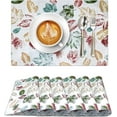 thumbnail image 1 of Ruvanti Placemats 100% Cotton 13x19 inch, Dining Table Placemats Set of 6, Modern Place Mats for Dining Table Decor, Kitchen & Table Linens, Coffee Mat for Christmas Dinners – Stamped Leaves, 1 of 8
