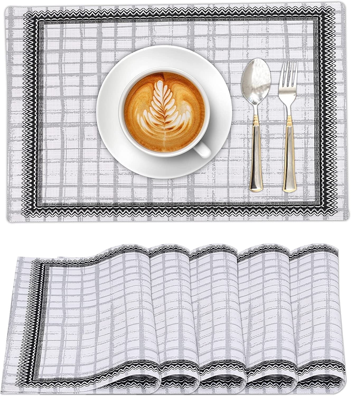 Ruvanti Ikat Check Cotton Rectangle Placemats Set of 6