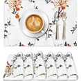 thumbnail image 1 of Ruvanti Placemats for Dinning Table. 100% Cotton 13x19 Cloth Placemats Set of 6, Grey & Orange Fall Leaf Woven Placemats. Kitchen Tablemats for Farmhouse, Spring Placemat, Christmas Tablemat, 1 of 8