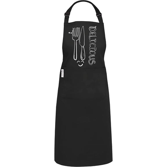 RUVANTI Aprons for Men 1 Pack - Adjustable Cotton Enriched Thicker Waterdrop Resistant With 2 Pockets Cooking Kitchen Workshop Apron for Women Men Chef XXL Plus Size Long Lasting - Black