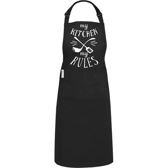 RUVANTI Aprons for Men 1 Pack - Adjustable Cotton Enriched Thicker Waterdrop Resistant With 2 Pockets Cooking Kitchen Workshop Apron for Women Men Chef XXL Plus Size Long Lasting - Black