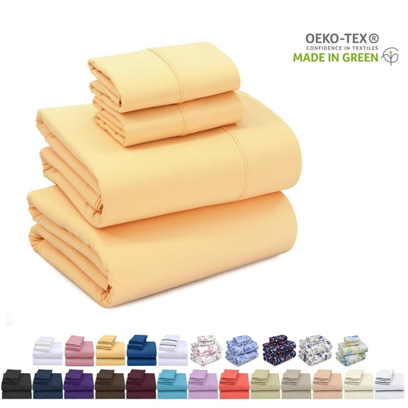 Ruvanti Queen Sheets Set - Luxurious Silky Soft Microfiber Bedding - Cozy & Comfy - 15 Inch Deep Pocket (Fits up to 17") Hotel Bed Sheets - 4 Pcs - Cream Gold