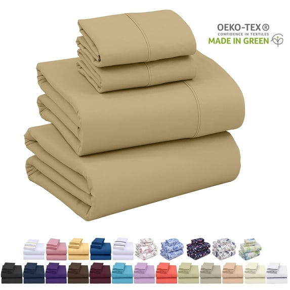 Ruvanti Queen Sheets Set - Luxurious Silky Soft Microfiber Bedding - Cozy & Comfy - 15 Inch Deep Pocket (Fits up to 17") Hotel Bed Sheets - 4 Pcs - Taupe