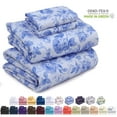 thumbnail image 1 of Ruvanti Queen Sheets Set - Luxurious Silky Soft Microfiber Bedding - Cozy & Comfy - 15 inch Deep Pocket (Fits up to 17") Hotel Bed Sheets - 4 Pcs - Blue Floral, 1 of 9