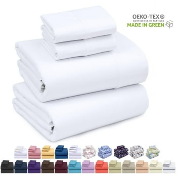 Ruvanti Queen Sheets Set - Luxurious Silky Soft Microfiber Bedding - Cozy & Comfy - 15 inch Deep Pocket (Fits up to 17") Hotel Bed Sheets - 4 Pcs - White