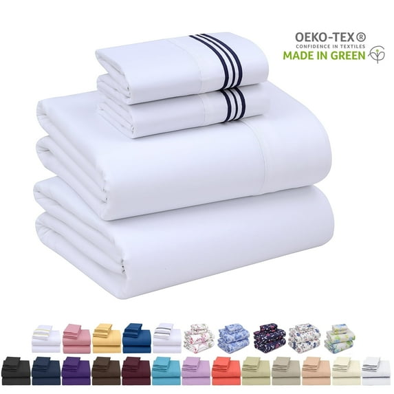 Ruvanti Queen Sheets Set - Luxurious Silky Soft Microfiber Bedding - Cozy & Comfy - 15 inch Deep Pocket (Fits up to 17") Hotel Bed Sheets - 4 Pcs - White