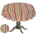 thumbnail image 1 of Ruvanti Round Tablecloth 70 inch for 3-6 Feet Tables, Round Table Cover Stain Resistant, Washable. Perfect for Indoor, Outdoor Tablecloth, Kitchen, Dining, Wedding Parties, Holiday - Multi Stripe, 1 of 9