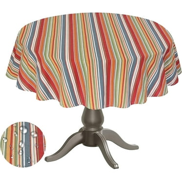 Ruvanti Round Tablecloth 70 inch for 3-6 Feet Tables, Round Table Cover Stain Resistant, Washable. Perfect for Indoor, Outdoor Tablecloth, Kitchen, Dining, Wedding Parties, Holiday - Multi Stripe