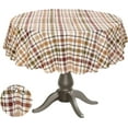 thumbnail image 1 of Ruvanti Round Tablecloth 70 inch, for 3-6 feet Tables, Round Table Cover is Stain Resistant, Washable. Perfect for indoor, Outdoor Tablecloth, Kitchen, Dining, Wedding, Parties - Multi Check Brown, 1 of 10