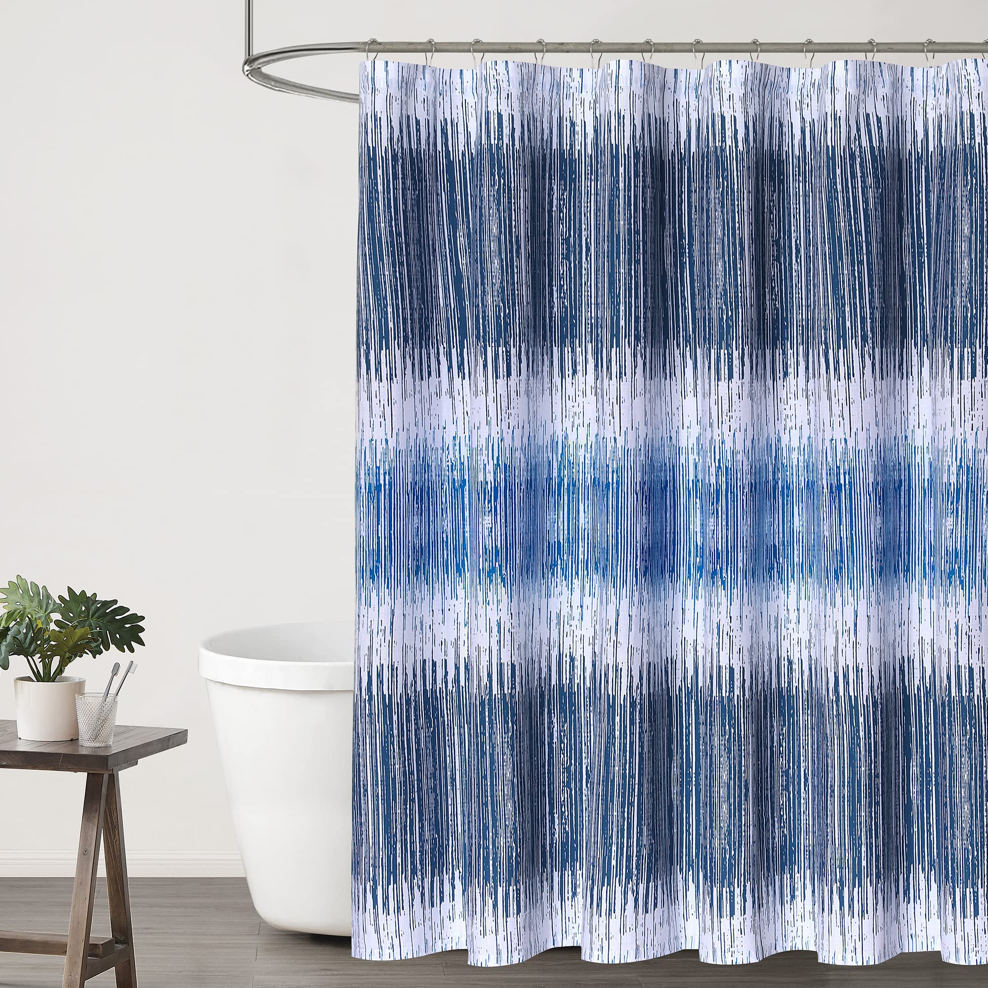Ruvanti Shower Curtains 72x72 inch Cotton Blend, Bathroom Shower Curtain Leeyin Navy Design