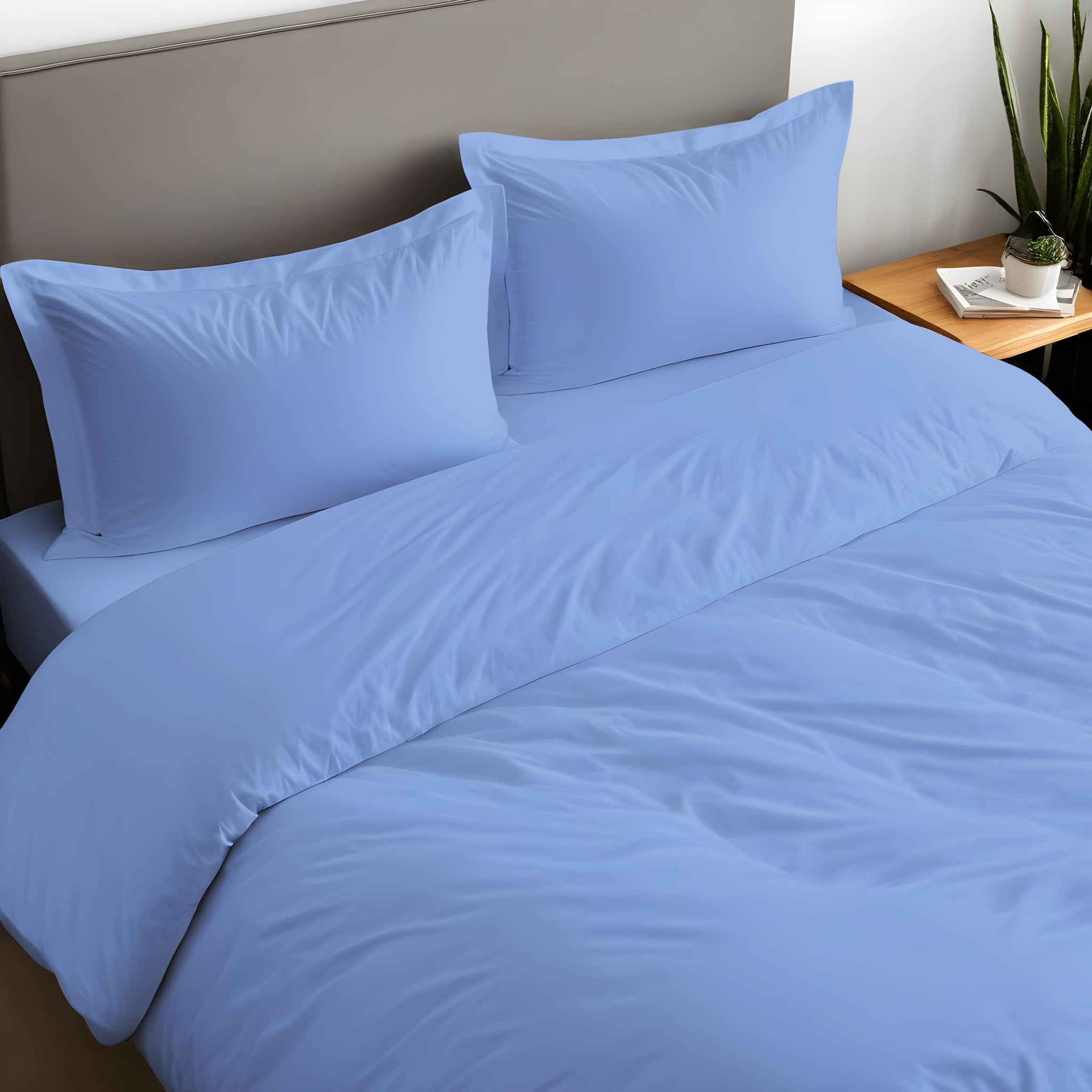 Ruvanti Full/Queen Size Sky Blue Duvet Cover Set Soft Egyptian Cotton