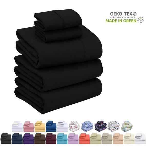Ruvanti Split King Sheets for Adjustable Bed Set - Luxurious Silky Soft Microfiber Bedding - Cozy & Comfy - 15 Inch Deep Pocket (Fits up to 17") Hotel Bed Sheets - 5 Pcs - Black