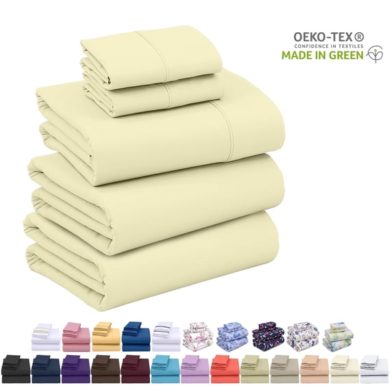 Ruvanti Split King Sheets for Adjustable Bed Set - Luxurious Silky Soft Microfiber Bedding - Cozy & Comfy - 15 Inch Deep Pocket (Fits up to 17") Hotel Bed Sheets - 5 Pcs - Vanila