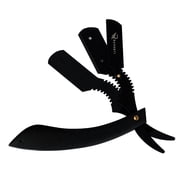 Ruvanti Straight Edge Blade Razor for Professional Barbers, Best for Salon and Home Use - for Men's Shave (Jet Black)