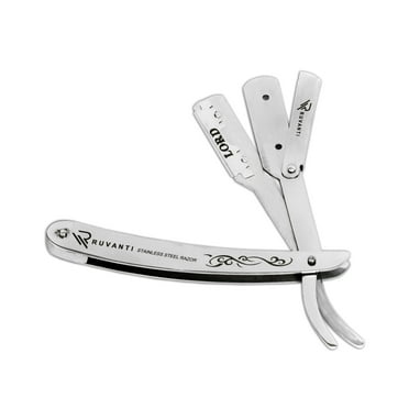 Ruvanti Straight Edge Razor for Professional Barbers, Best for Salon and Home Use - for Men's Shave (Silver)