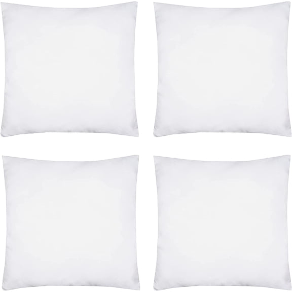 Ruvanti - Throw Pillows Insert, Pack of 4, (16 inch x 16 inch) Soft and Cozy, Square Decorative Pillows Fluffy Filler, Prefect for Sofa, Couch Pillows, Bed, Living Room, Outdoor Pillows - White