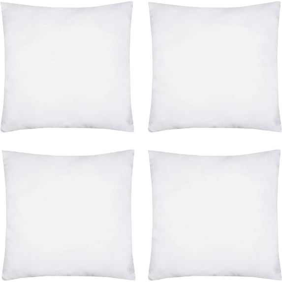 Ruvanti - Throw Pillows Insert, Pack of 4, (16 inch x 16 inch) Soft and Cozy, Square Decorative Pillows Fluffy Filler, Prefect for Sofa, Couch Pillows, Bed, Living Room, Outdoor Pillows - White