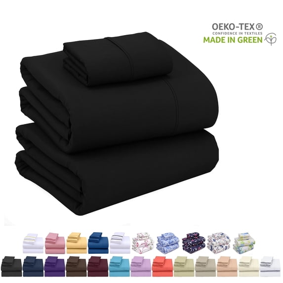 Ruvanti Twin Bed Sheets Set - Luxurious Silky Soft Microfiber Bedding - Cozy & Comfy - 15 Inch Deep Pocket (Fits up to 17") Hotel Bed Sheets - 3 Pcs - Black