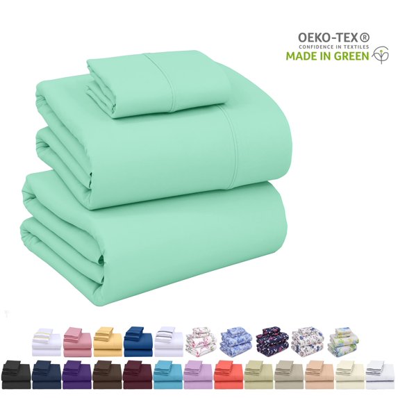 Ruvanti Twin Bed Sheets Set - Luxurious Silky Soft Microfiber Bedding - Cozy & Comfy - 15 Inch Deep Pocket (Fits up to 17") Hotel Bed Sheets - 3 Pcs - Green