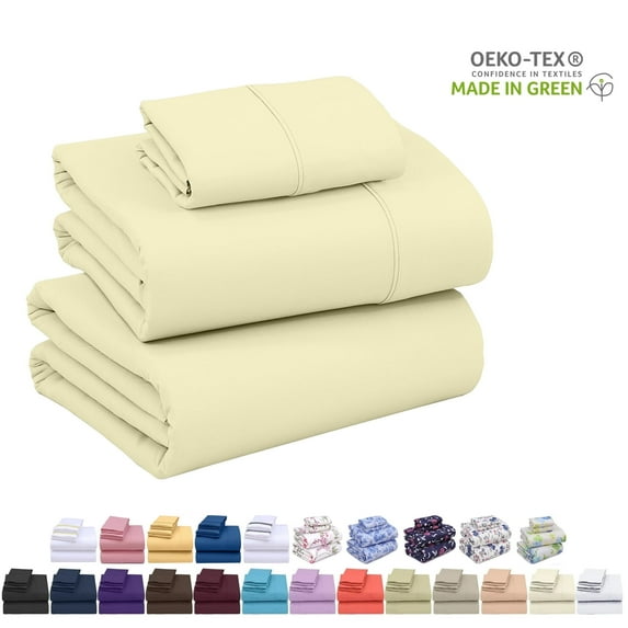 Ruvanti Twin Bed Sheets Set - Luxurious Silky Soft Microfiber Bedding - Cozy & Comfy - 15 Inch Deep Pocket (Fits up to 17") Hotel Bed Sheets - 3 Pcs - Vanila