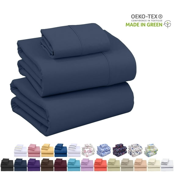 Ruvanti Twin XL Sheets Set - Luxurious Silky Soft Microfiber Bedding - Cozy & Comfy - 15 Inch Deep Pocket (Fits up to 17") Hotel Bed Sheets - 3 Pcs - Navy Blue