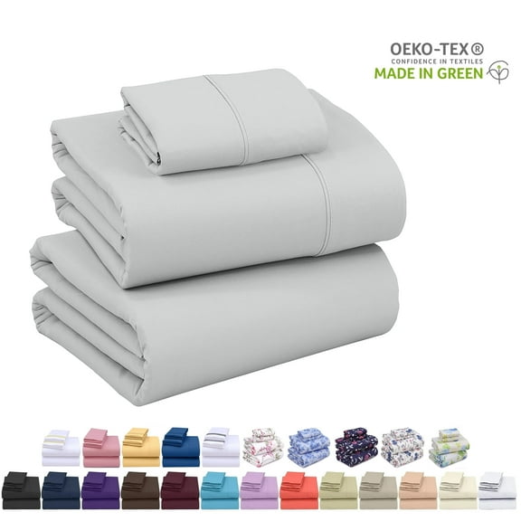 Ruvanti Twin XL Sheets Set - Luxurious Silky Soft Microfiber Bedding - Cozy & Comfy - 15 Inch Deep Pocket (Fits up to 17") Hotel Bed Sheets - 3 Pcs - Silver