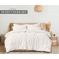 thumbnail image 1 of Ruvanti Queen Size Cotton Duvet Cover Set - Off White 3 Pieces with Button Closure, 92x96 inches, 1 of 7