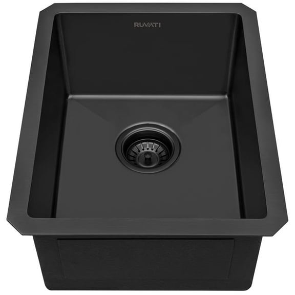 Ruvati RVH7114BL 14 in. Stainless Steel Undermount Bar Prep Sink, Gunmetal Black