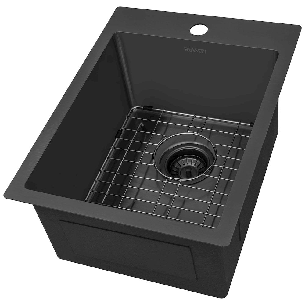 Gunmetal Black Stainless Steel Drop-In Topmount Bar Prep Sink