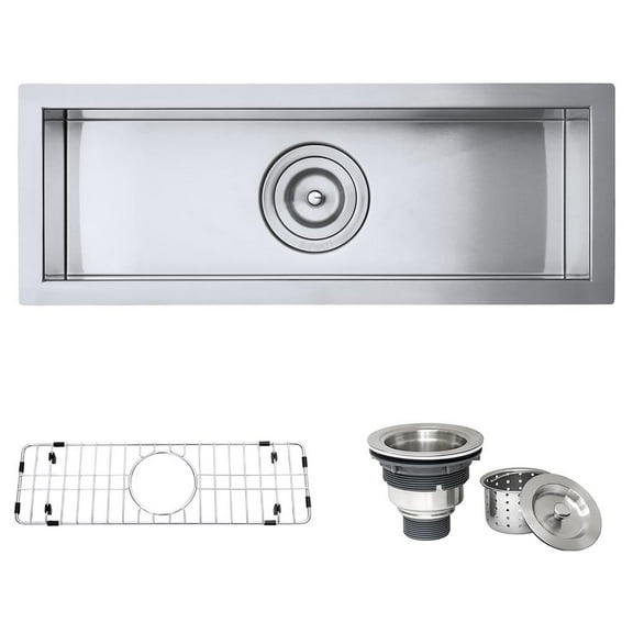 Ruvati 23" x 8" Bar Prep Sink Narrow Trough Undermount 16 Gauge Single Bowl