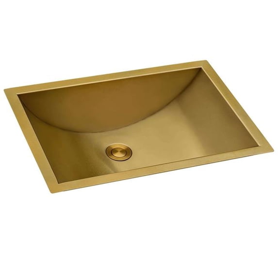 Ruvati RVH6106GG 16 x 13 in. Undermount Brushed Polished Brass Rectangular Bathroom Sink, Gold
