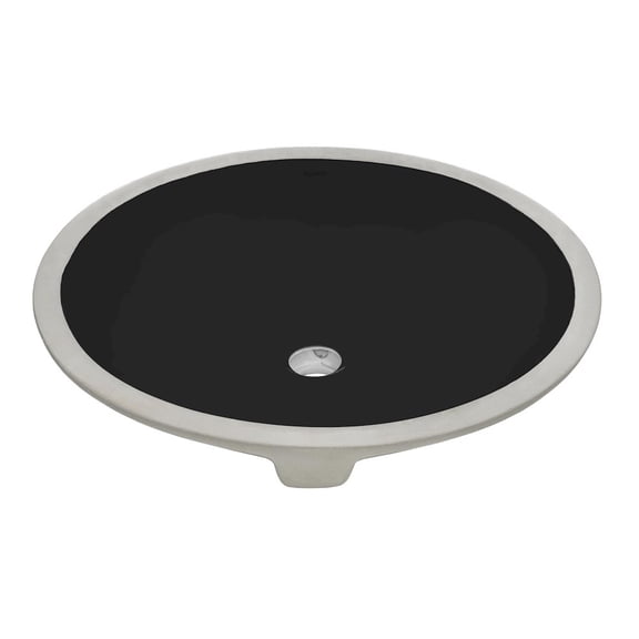 Ruvati 16 x 13 inch Undermount Bathroom Sink Black Oval Porcelain Ceramic