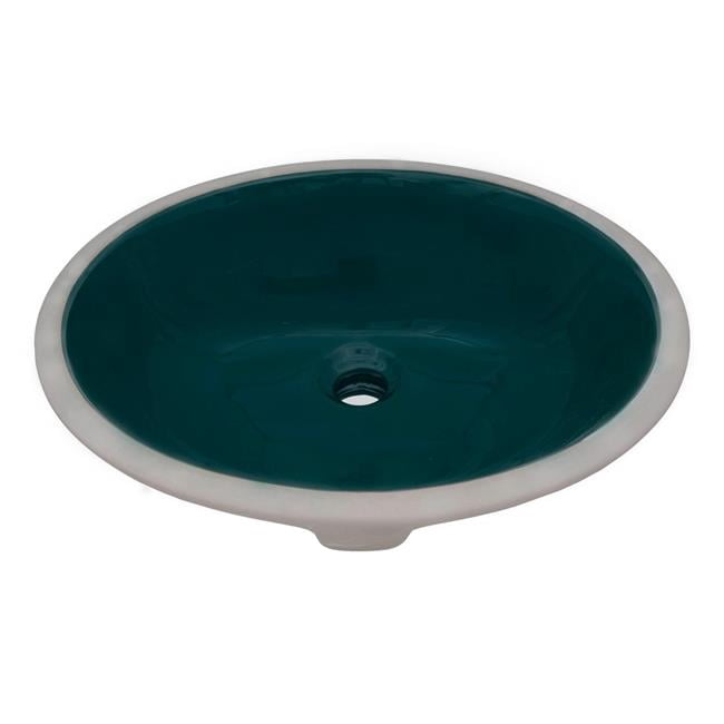 Ruvati RVB0618EG 16 x 13 in. Undermount Oval Porcelain Ceramic Bathroom Sink with Overflow, Emerald Green
