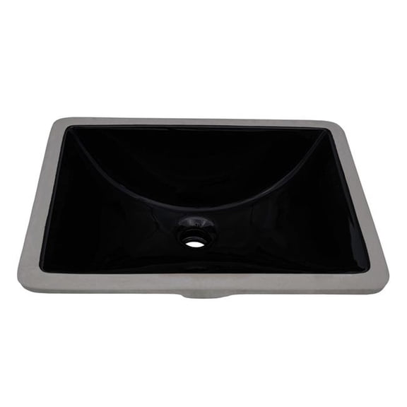 Ruvati RVB0718BK 17 x 12 in. Undermount Rectangular Porcelain Ceramic Bathroom Vanity Sink with Overflow, Black